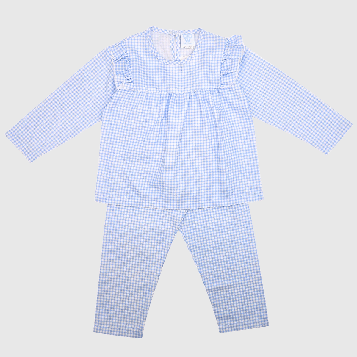 Pijama niña cuadro azul