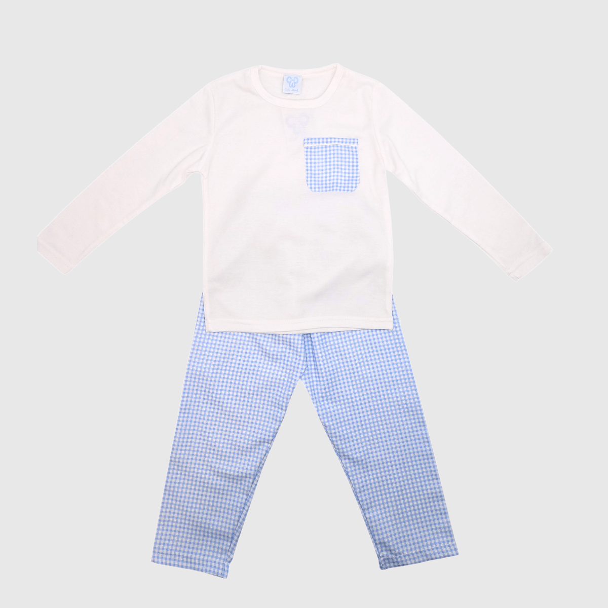 Pijama niño cuadro celeste